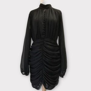 House of Harlow Elegant Black Ruched Dress